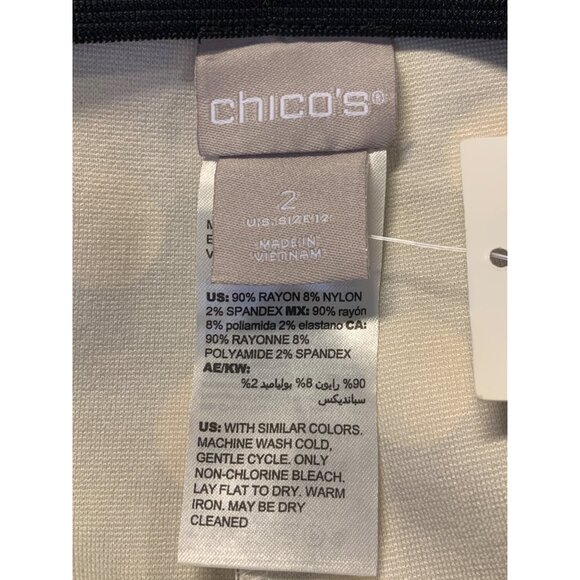 Chicos So Slimming Juliet Slim Leg Polka Dot Pants Size 12 Black White Rayon New - Picture 7 of 8